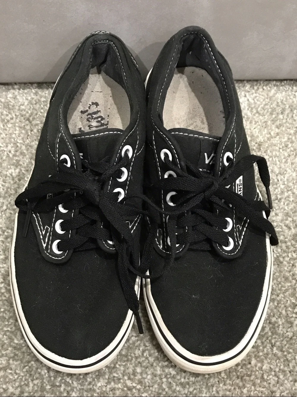 Vans Black Canvas Low Top Sneakers with White Accents